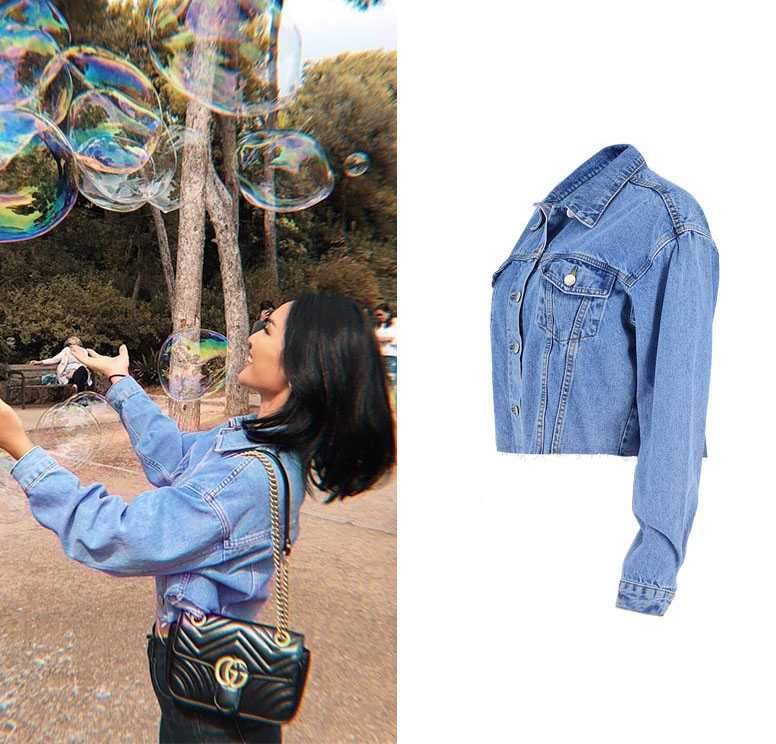 Cool Oversized Cropped Denim Jacket Womens on sale - SOUISEE