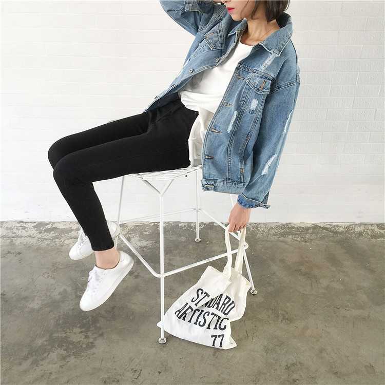 Oversized Light Washed Ripped Denim Jacket Womens on sale - SOUISEE