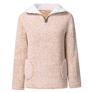 Quarter Sherpa Fleece Polo Teddy Bear Better Sweater Pullover – SOUISEE