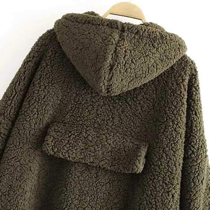 Bomber Fuzzy Warm Winter Jackets Hooded Teddy Coats on sale - SOUISEE