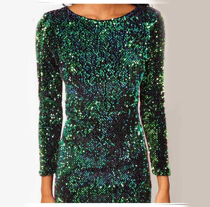 Sparkly Sequin Embellished Long Sleeve Sheath Cocktail Dress on sale - SOUISEE