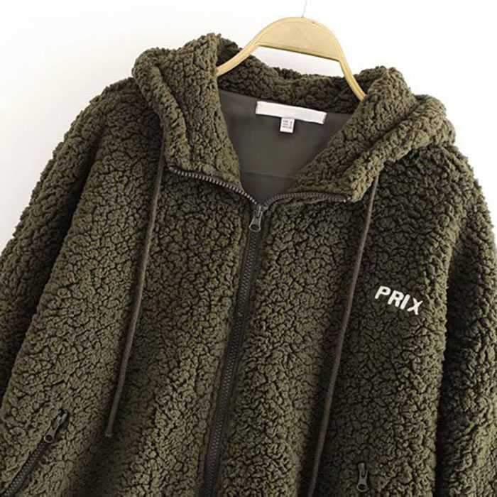 Bomber Fuzzy Warm Winter Jackets Hooded Teddy Coats on sale - SOUISEE