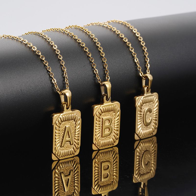 Chunky Hip Hop Letters Signature Alphabet Initial Card Necklace on sale - SOUISEE