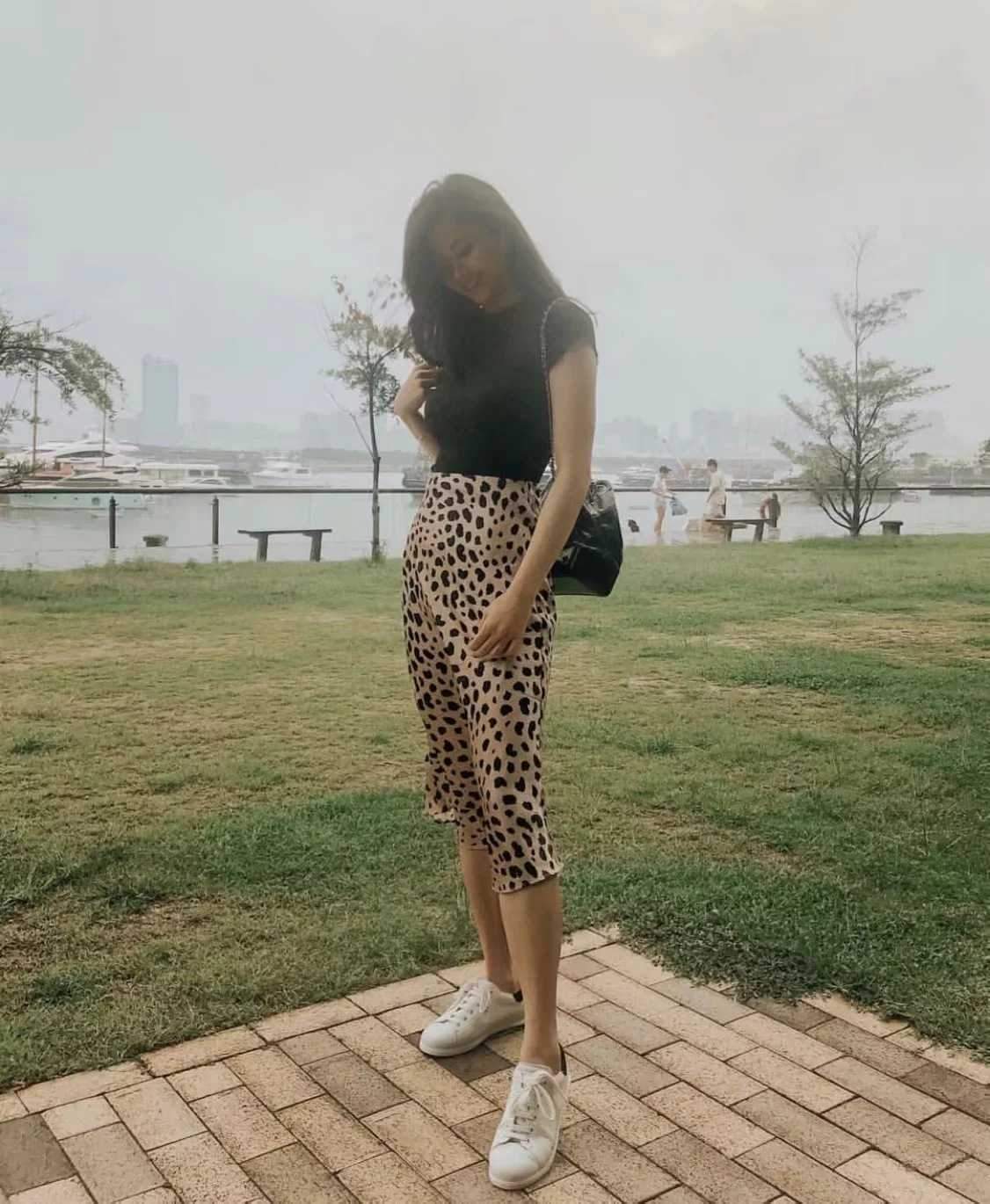 Retro Elastic Band  High Waisted Leopard Print Midi Skirt on sale - SOUISEE