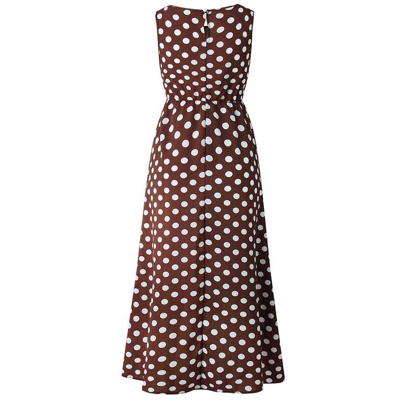 Retro Modest Polka Dot Maxi Dress Sundress on sale - SOUISEE