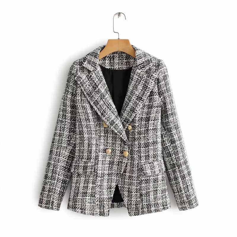 Confident Womens Tweed Blazer And Skirt Suits Plaid on sale - SOUISEE