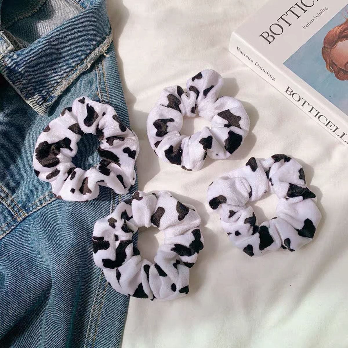 Oversized Leopard Dots Tie Dye Velvet Hair Scrunchies Hairbands on sale - SOUISEE