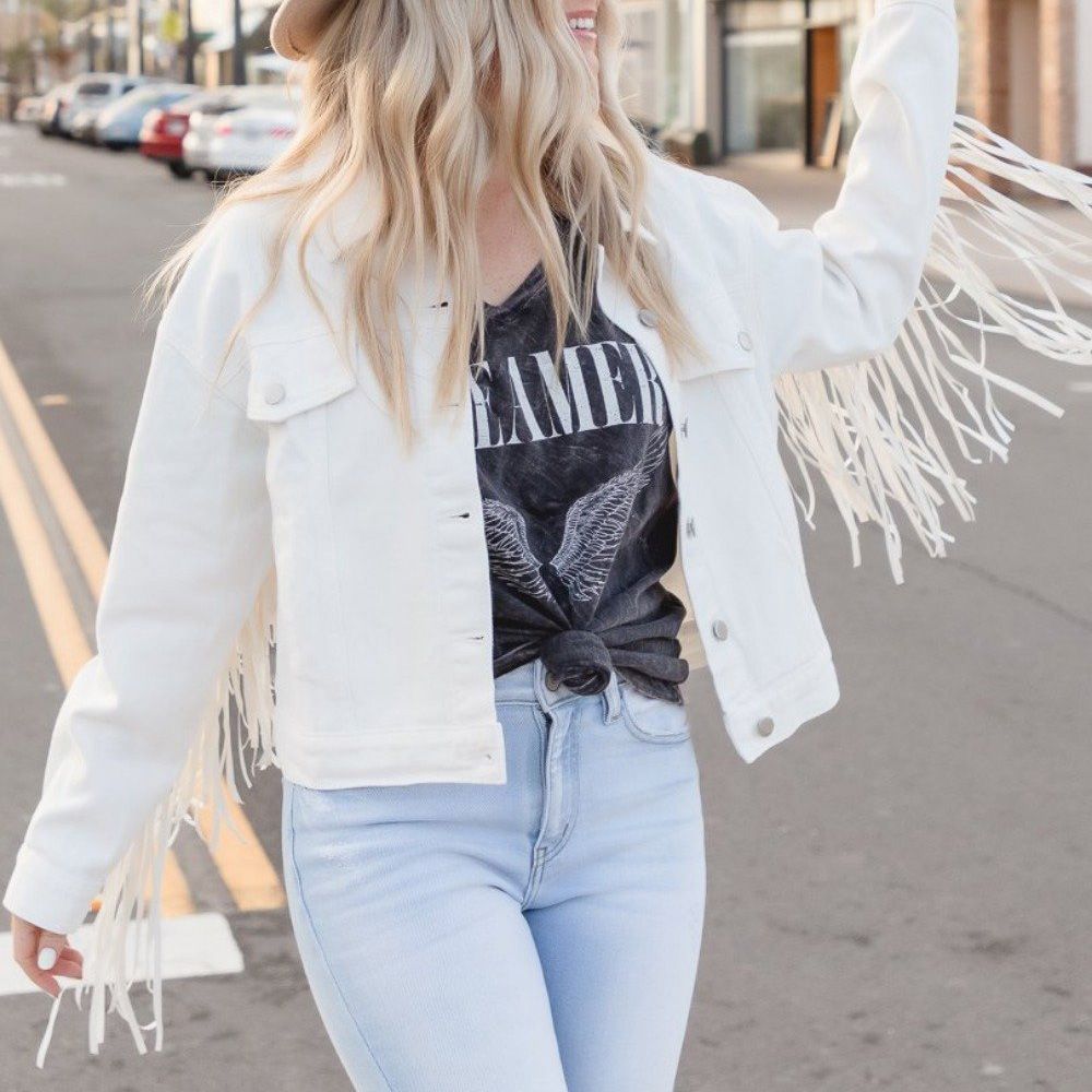 Festival Native Western Fringe Denim Jacket WithTassels on sale - SOUISEE