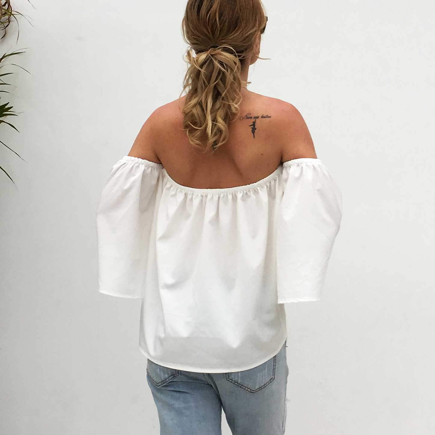 Tummy Hiding Oversized Off The Shoulder Tops Loose Blouse on sale - SOUISEE