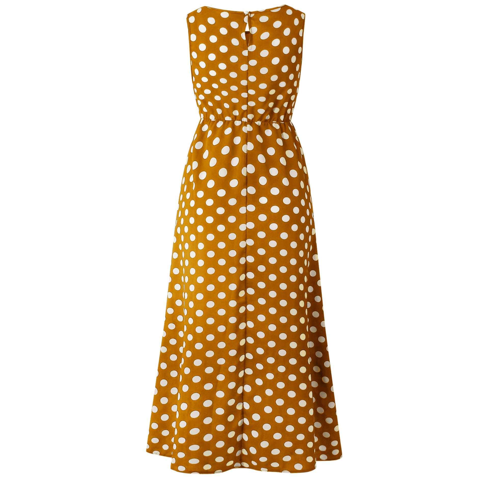 Retro Modest Polka Dot Maxi Dress Sundress on sale - SOUISEE